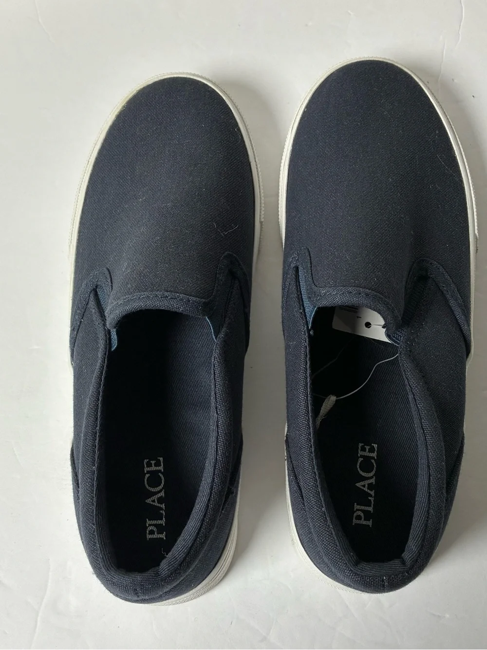 PLACE Navy Canvas Slip-On Loafers with White Sole